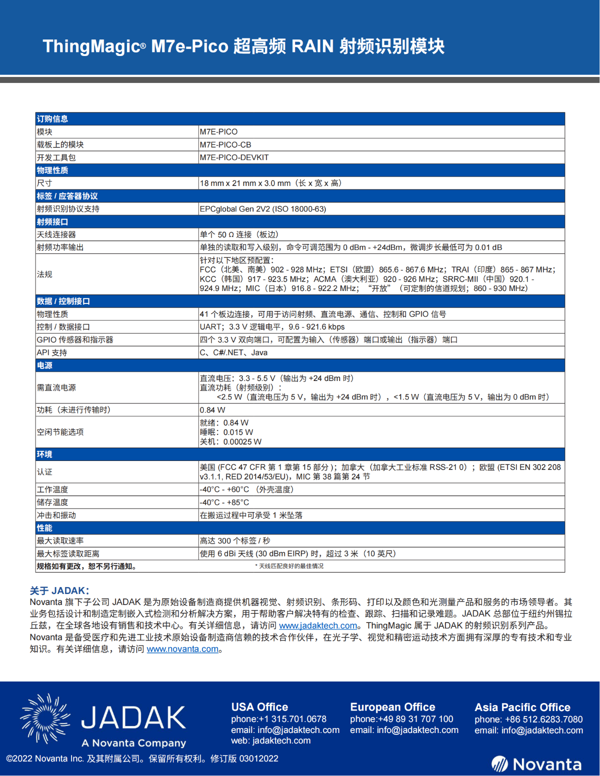 M7e-Pico超高频RFID模块